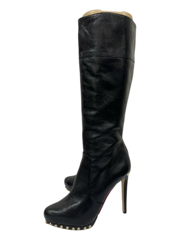 Rain boots with comfy sole-Michael Michael Kors Shoe Size 6.5 Black Grained Leather Almond Toe Boots