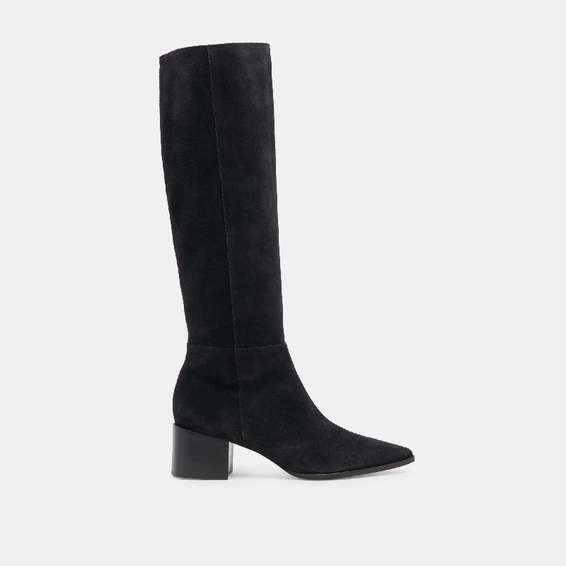 KIRSON WIDE CALF BOOTS ONYX SUEDE