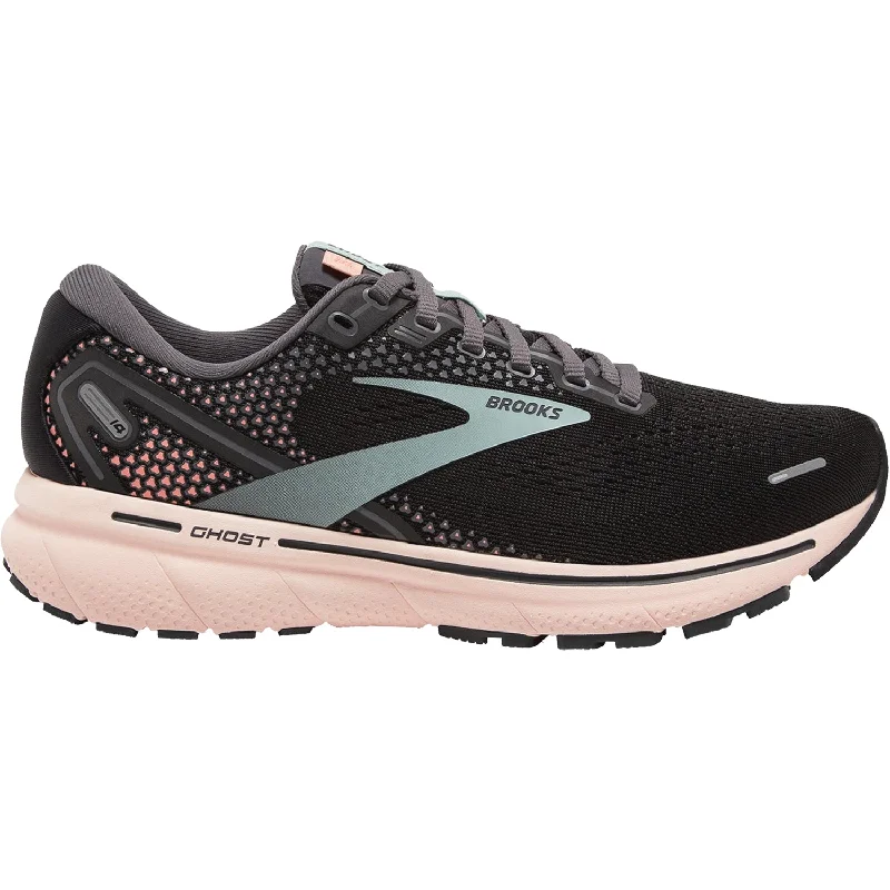 Athletic shoes for casual sports-Women's Brooks Ghost 14 Black/Pearl/Pink Mesh