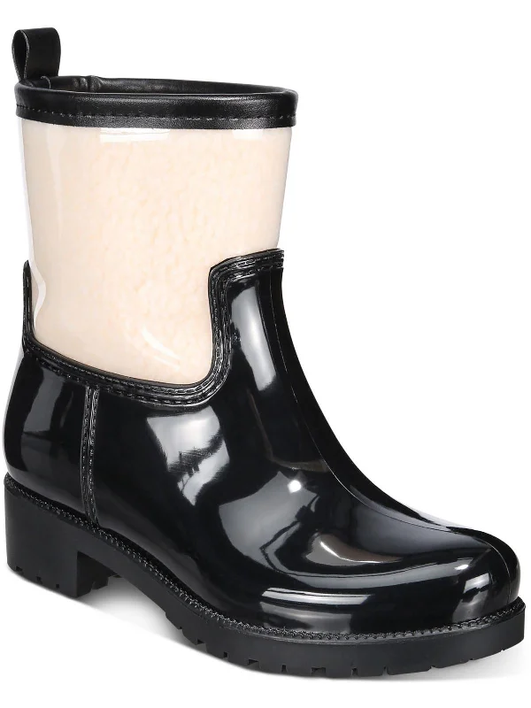 Rain boots for wet hikes-Truddy Womens Faux Fur Round Toe Rain Boots