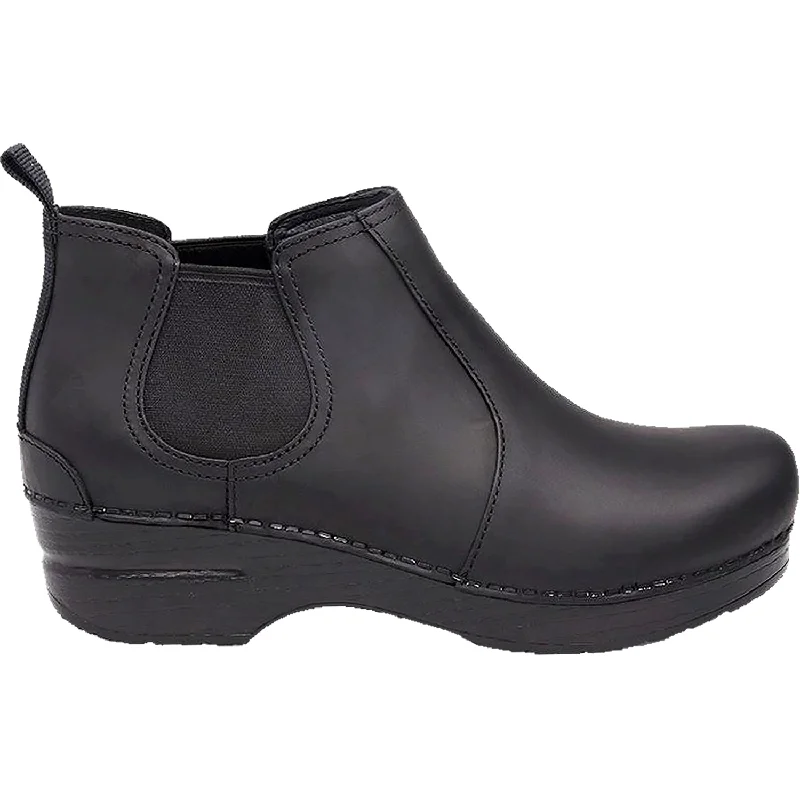 Booties with supportive soles-Women's Dansko Frankie Black Oiled Leather