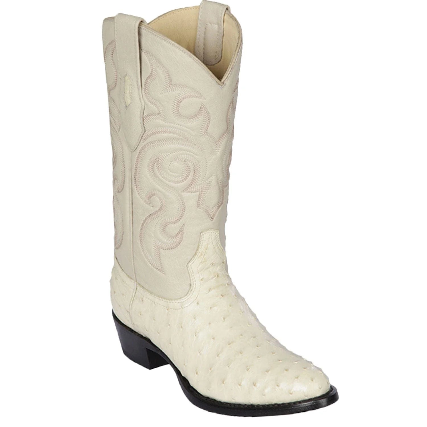 cowboy boots for men with flexible material for ease of movement-Cowboy boots with scuff protectionLos Altos 650304 Men's Winter White Genuine Ostrich Round Toe Cowboy Boots