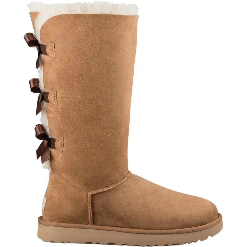 Booties with bright comfort-Women's UGG Bailey Bow Tall II Chestnut Sheepskin