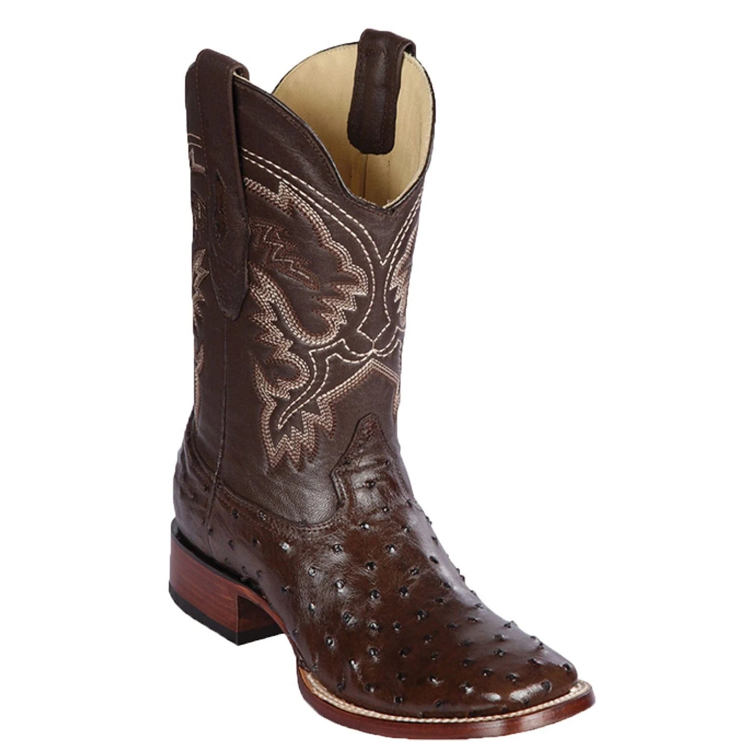 cowboy boots for men with high shaft for added protection-Cowboy boots with pointed toeLos Altos 8220359 Men's Tobacco Genuine Ostrich Wide Square Toe Cowboy Boots