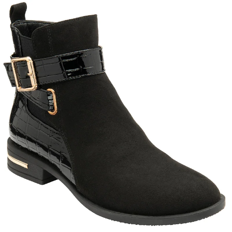 Ankle boots with chains-Lotus Laurel Ladies Black Croc Textile Side Zip Ankle Boots