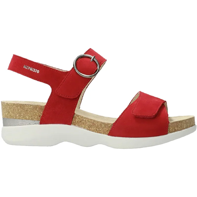 Sandals for street wearWomen's Mephisto Oriana Scarlet Red Velvet Leather