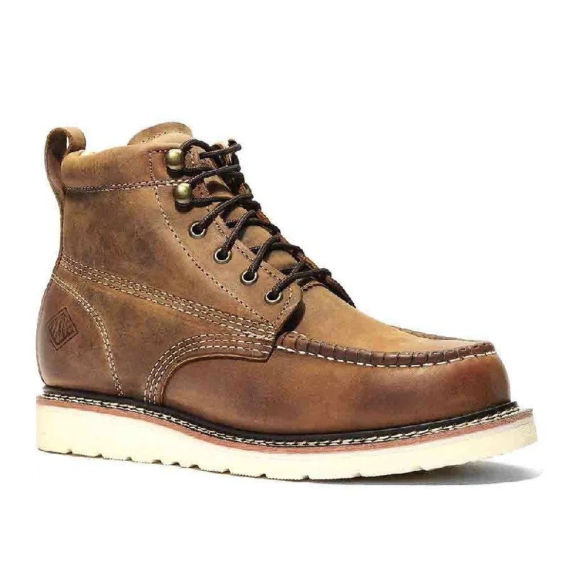 Rain boots for urban walks-BONANZA Brown Full Grain Saddle Leather Work Boot