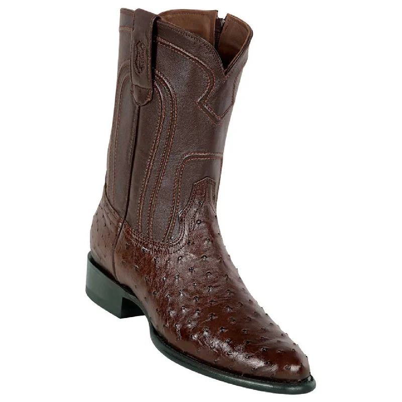 loafers for women with chic slip-on design for easy use-Cowboy boots for Wild WestLos Altos 69Z0307 Men's Brown Genuine Ostrich Roper Toe Cowboy Boots