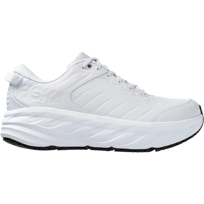 Athletic shoes for outdoor runs-Men's Hoka One One Bondi SR White Leather