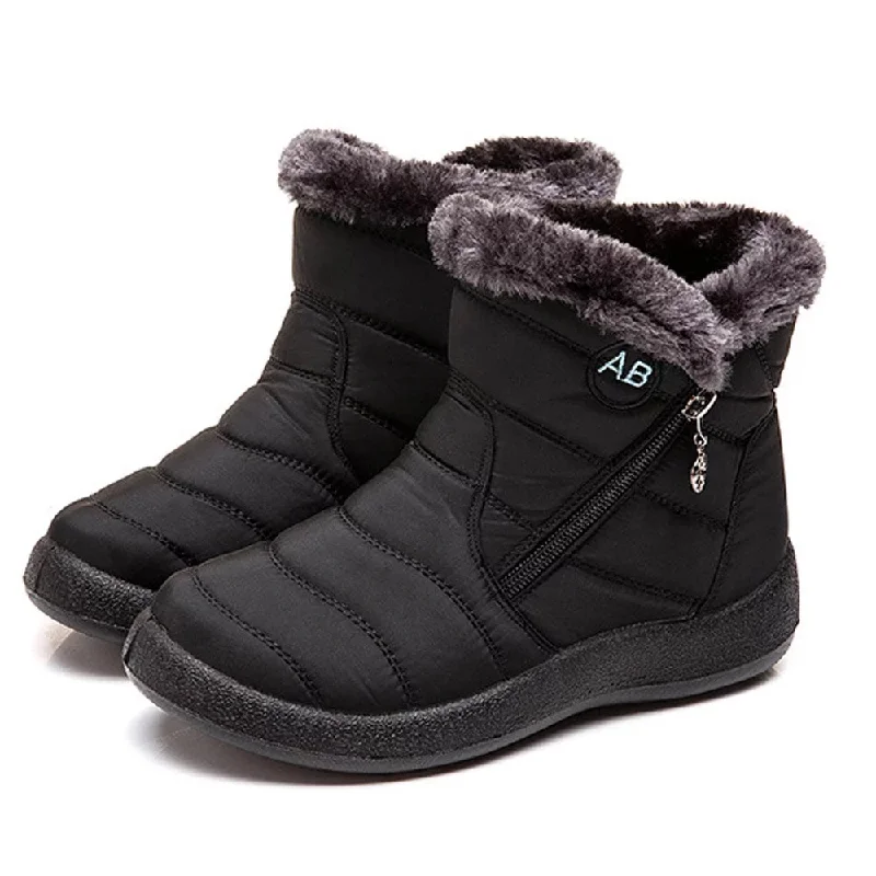 Snow boots for daily wear-HARENCE Snow Boots for Women Winter Boot with Comfortable Warm Fur Lined Ankle Booties Outdoor Slip On Waterproof Short Boots