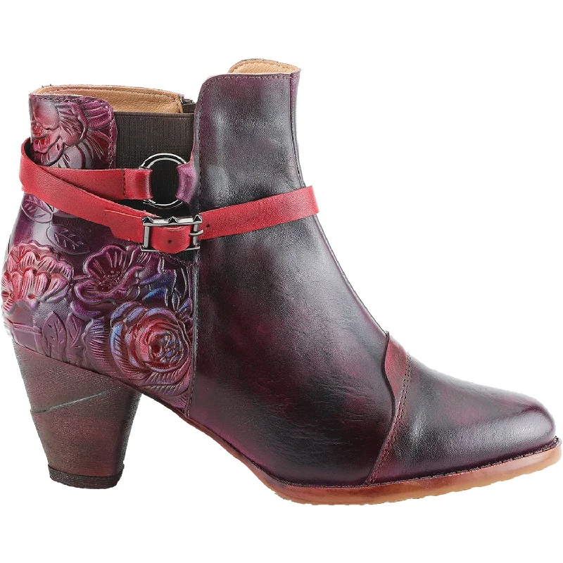 Booties for urban heels-Women's L'Artiste by Spring Step Beauti Plum Multi Leather