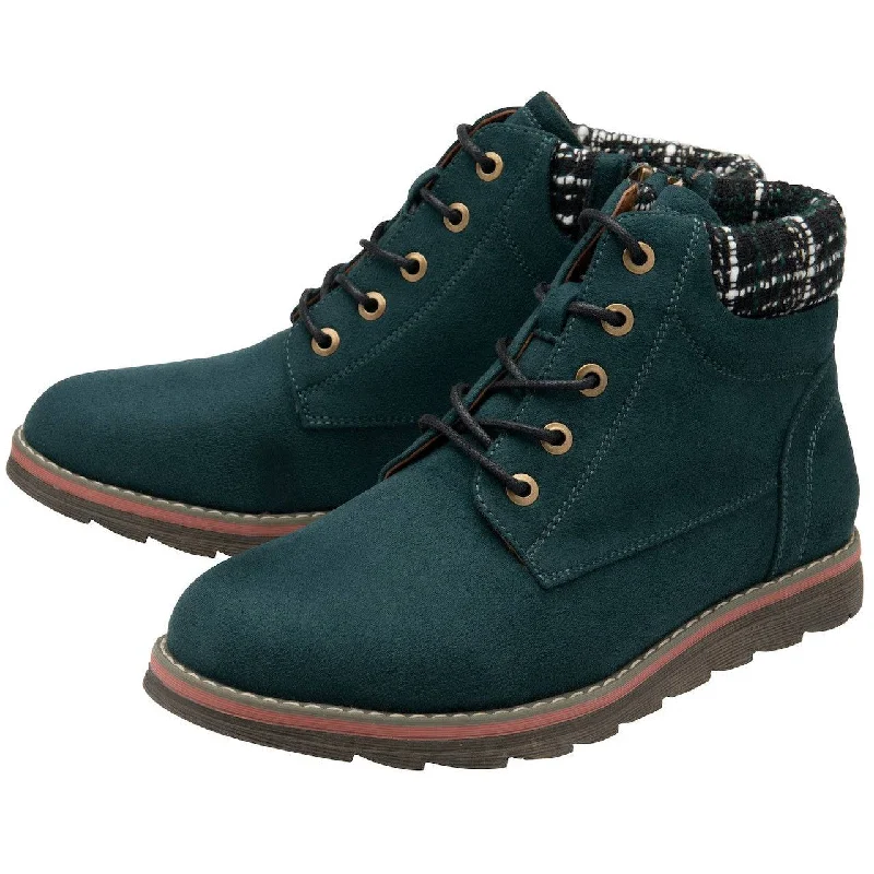 Ankle boots with fur trim-Lotus Cedar Ladies Green Textile Zip & Lace Ankle Boots