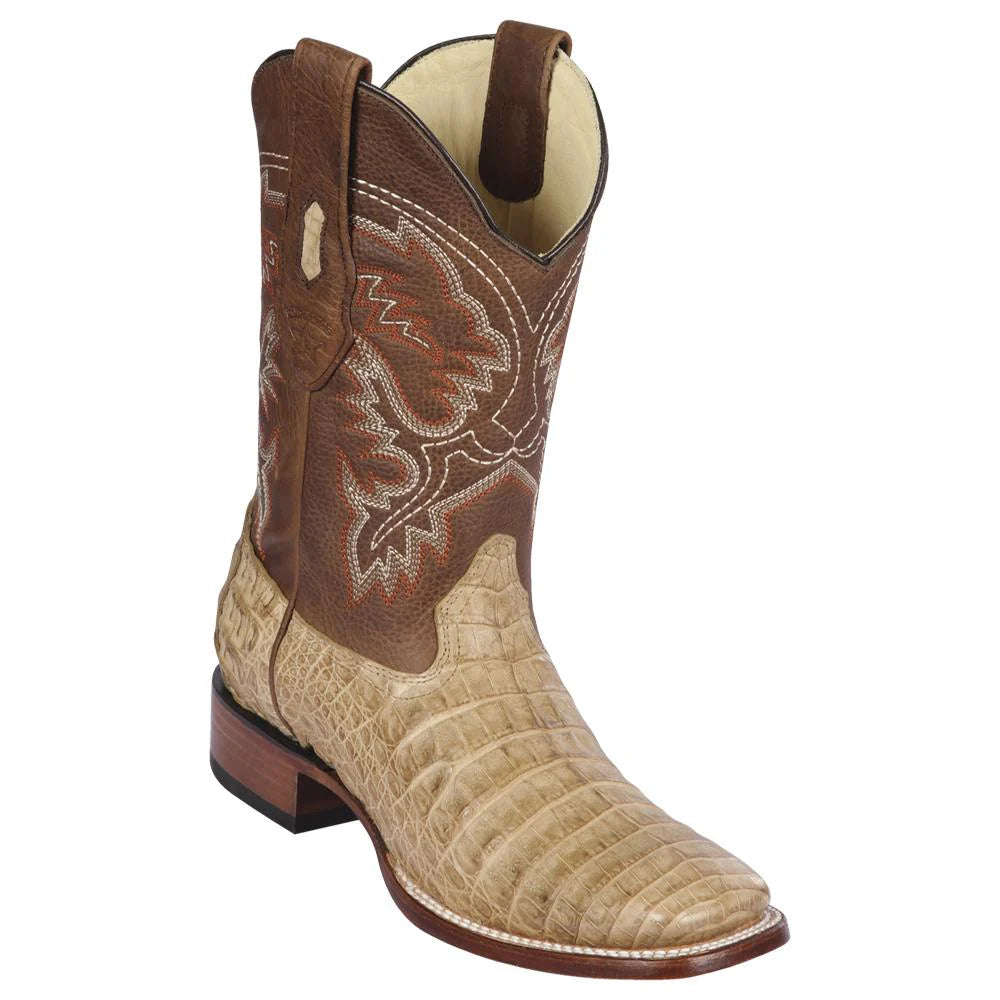 cowboy boots for women with smooth heel for comfortable walking-Cowboy boots for beginnersLos Altos 822G8251 Men's Honey Genuine Caiman Belly Wide Square Toe Cowboy Boots