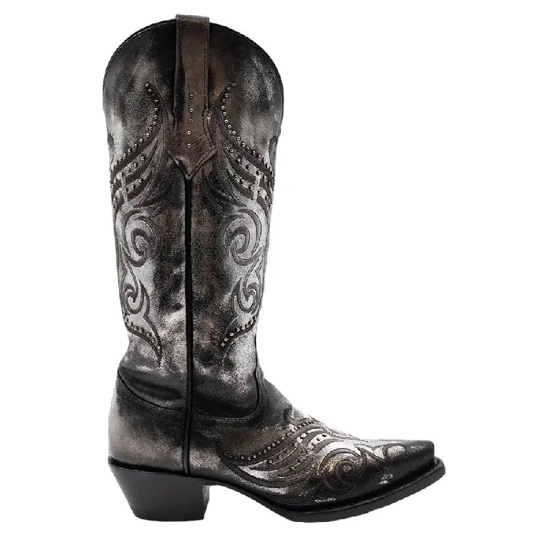 Rain boots for city wear-Ferrini Masquerade Silver Metallic Full Grain Snipped Toe Leather Boots