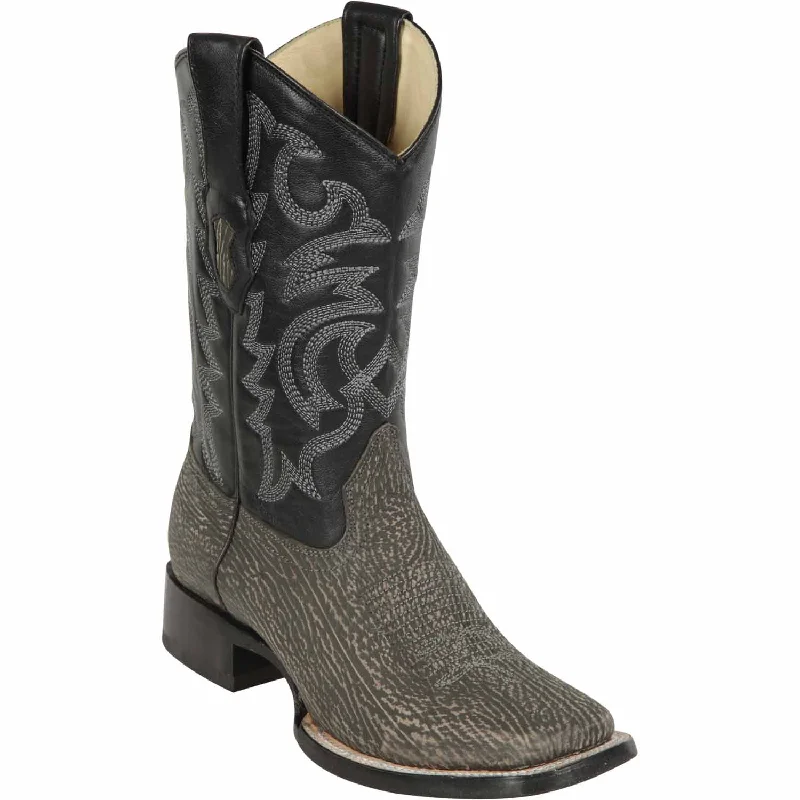 cowboy boots for men with classic round toe design-Cowboy boots with breathable liningLos Altos 8220909 Men's Rustic Gray Genuine Shark Wide Square Toe Cowboy Boots