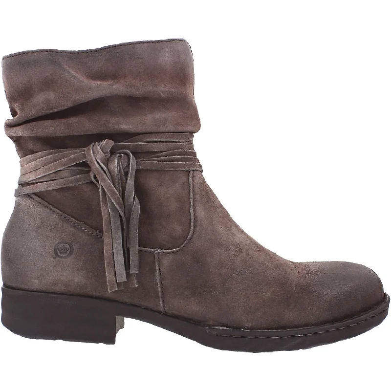 Booties for casual heels-Women's Born Cross Peltro Grey (Brown) Suede