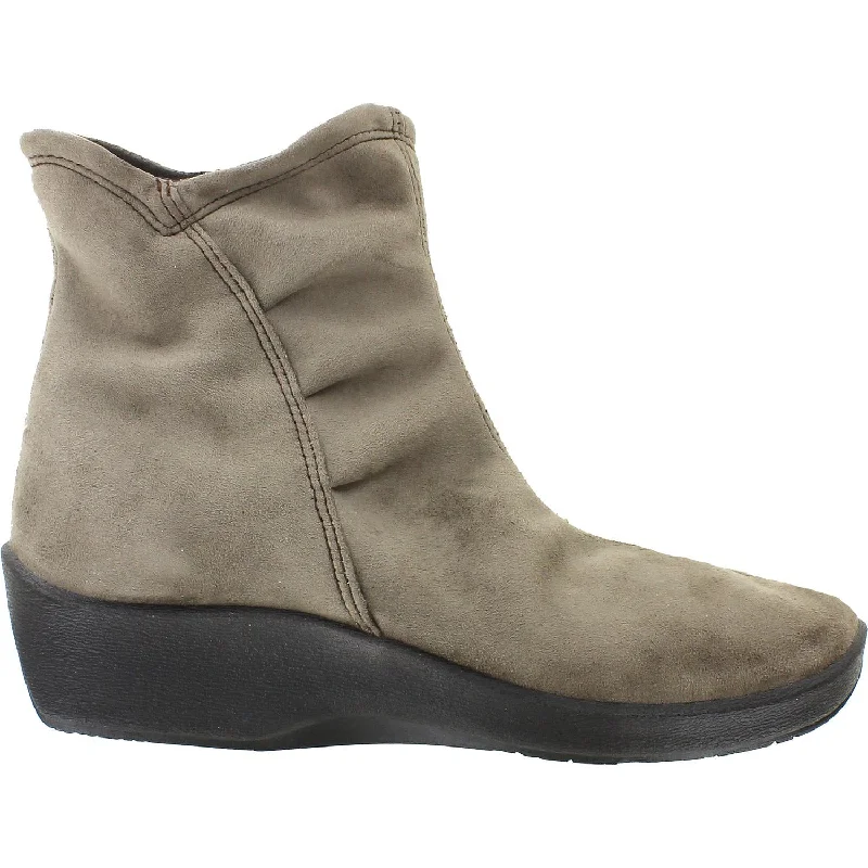 Booties for trendy soles-Women's Arcopedico L19 Olive Synthetic Suede