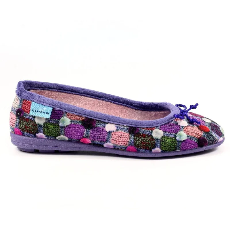 Slippers with lightweight paddingLunar KLA095 Magic Ladies Spanish Purple Textile Slip On Slippers