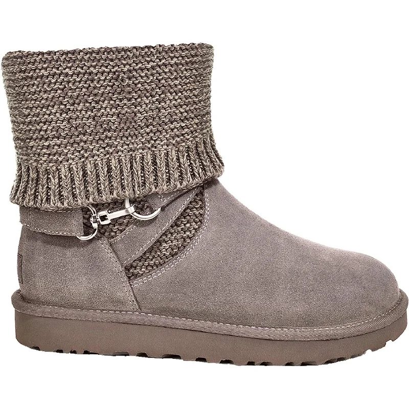 Booties with modern soles-Women's UGG Purl Strap Boot Charcoal Suede