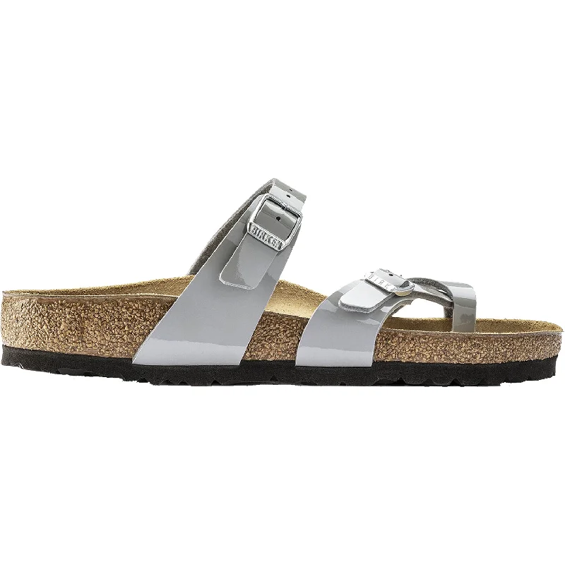 Sandals with textured strapsWomen's Birkenstock Mayari Alloy Birko-Flor Patent