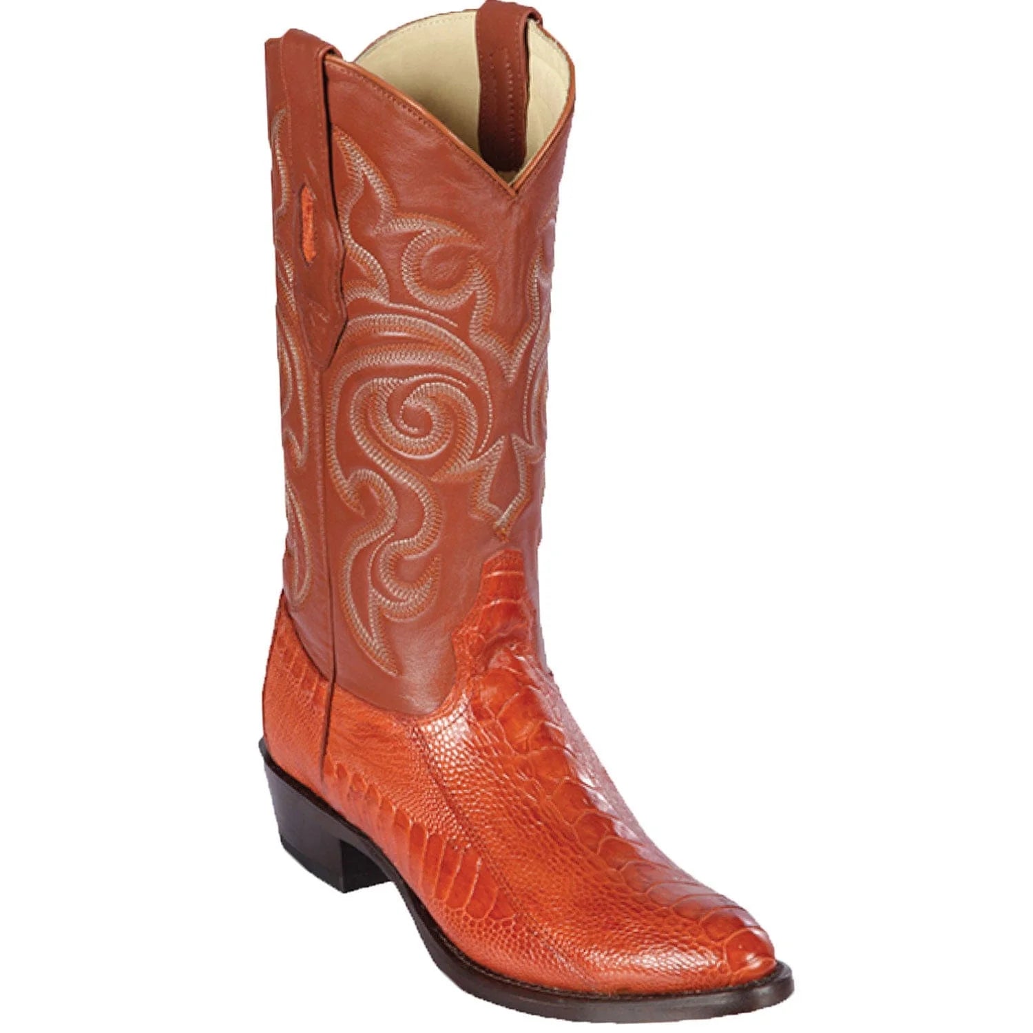 cowboy boots for men with modern buckle detailing for added style-Cowboy boots with wedge heelLos Altos 650503 Men's Cognac Genuine Ostrich Leg Round Toe Cowboy Boots