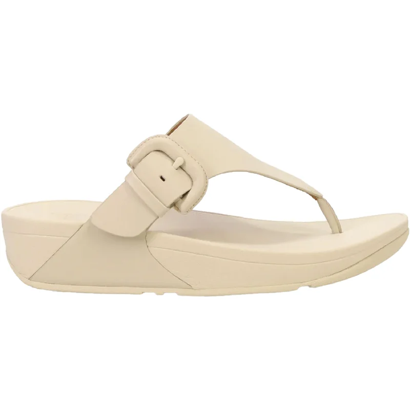 Sandals for stargazingWomen's Fit Flop Lulu Covered Buckle-Raw Toe-Thong Stone Beige Leather