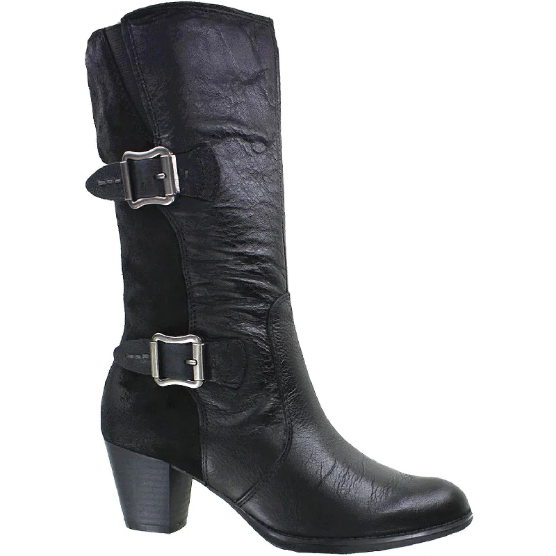 Booties with firm fashion-Women's Earth Larch Black Tumbled Leather