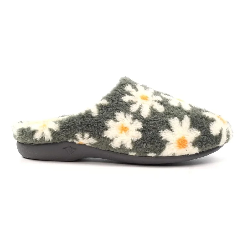 Slippers with plush warmthLunar KLA232 Plumeria Ladies Spanish Grey Textile Slip On Slippers