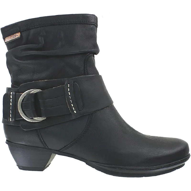 Booties for casual soles-Women's Pikolinos Brujas 801-9513F Black Leather