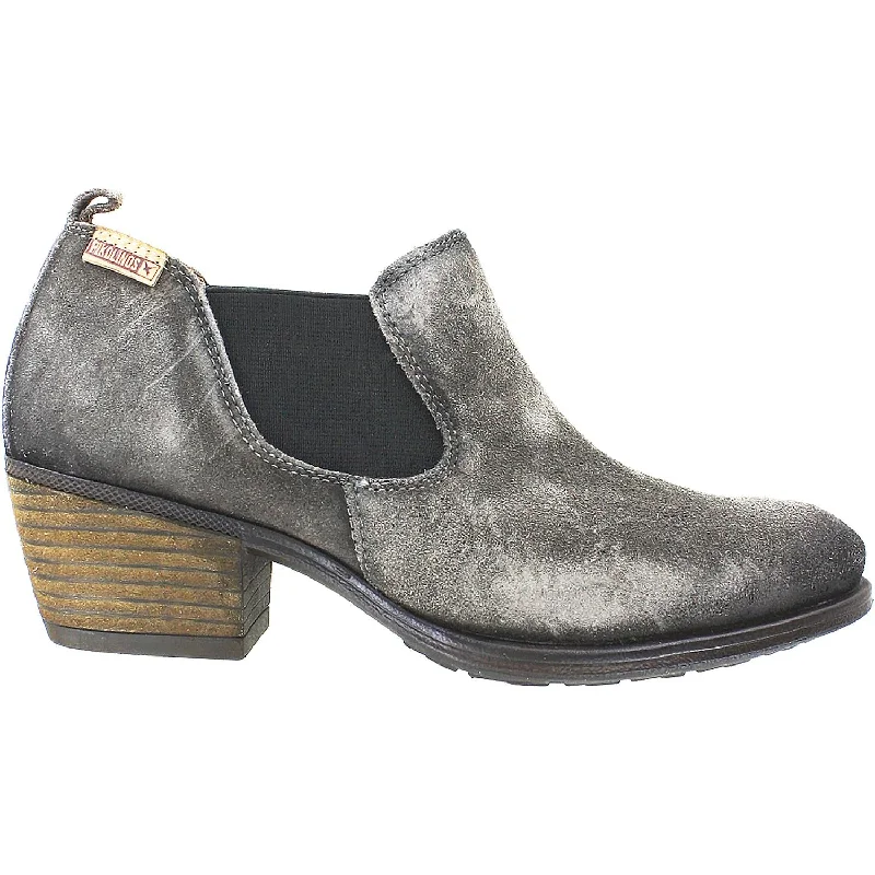 Booties with modern heels-Women's Pikolinos Baqueira W9M-5744SO Lead Leather