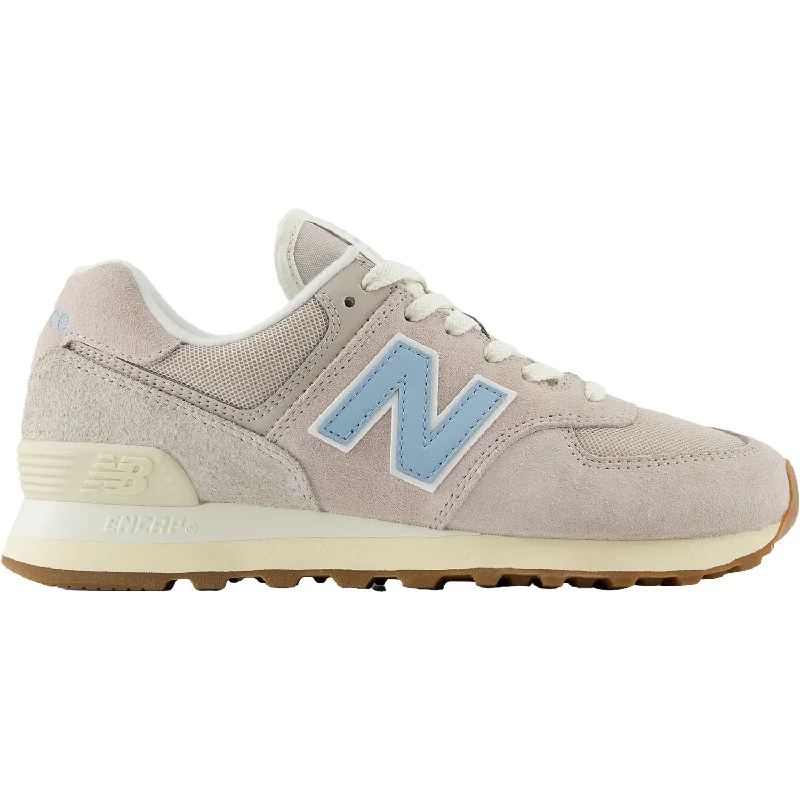 Athletic shoes for weightlifting-Women's New Balance WL574GQ2 Moonrock/Chrome Blue/Sea Salt Suede