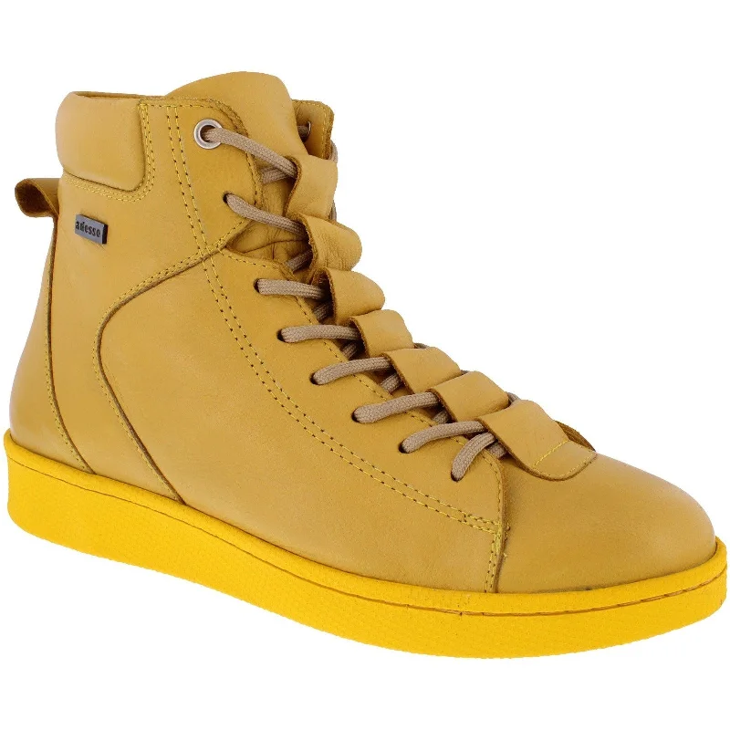 Ankle boots with ankle support-Adesso A7049 Lyla Ladies Sunshine Yellow Leather Zip & Lace Ankle Boots