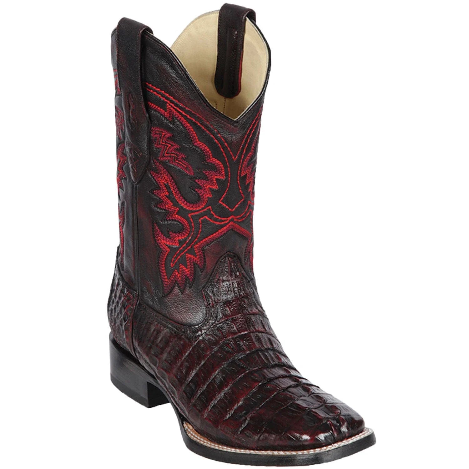 cowboy boots for women with elegant design for dressy occasions-Cowboy boots for resale valueLos Altos 8220118 Men's Black Cherry Genuine Caiman Tail Wide Square Toe Cowboy Boots