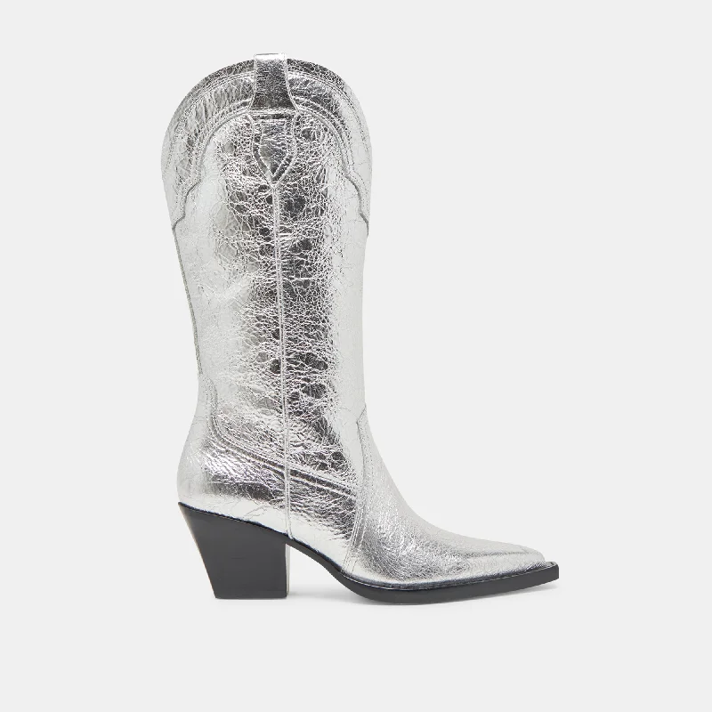 RASIMA BOOTS SILVER DISTRESSED LEATHER