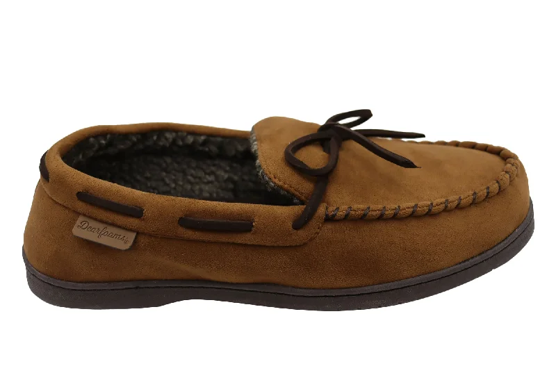 Slippers with padded insoleDearfoams Mens Toby Microsuede Moccasin With Whipstitch & Tie Slippers