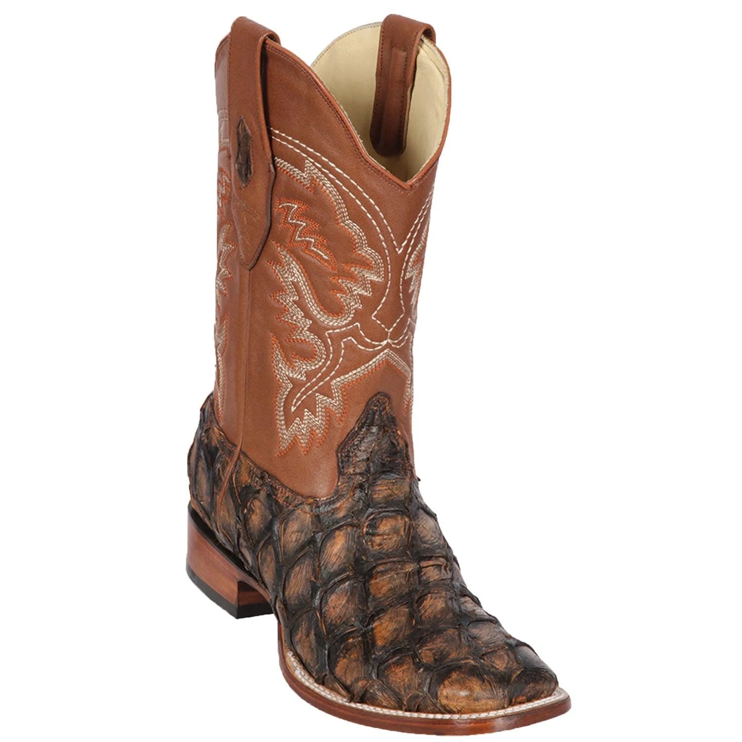 cowboy boots for women with bright color options for a bold statement-Cowboy boots for leather polishLos Altos 8221088 Men's Rustic Cognac Genuine Piraruccu Wide Square Toe Cowboy Boots