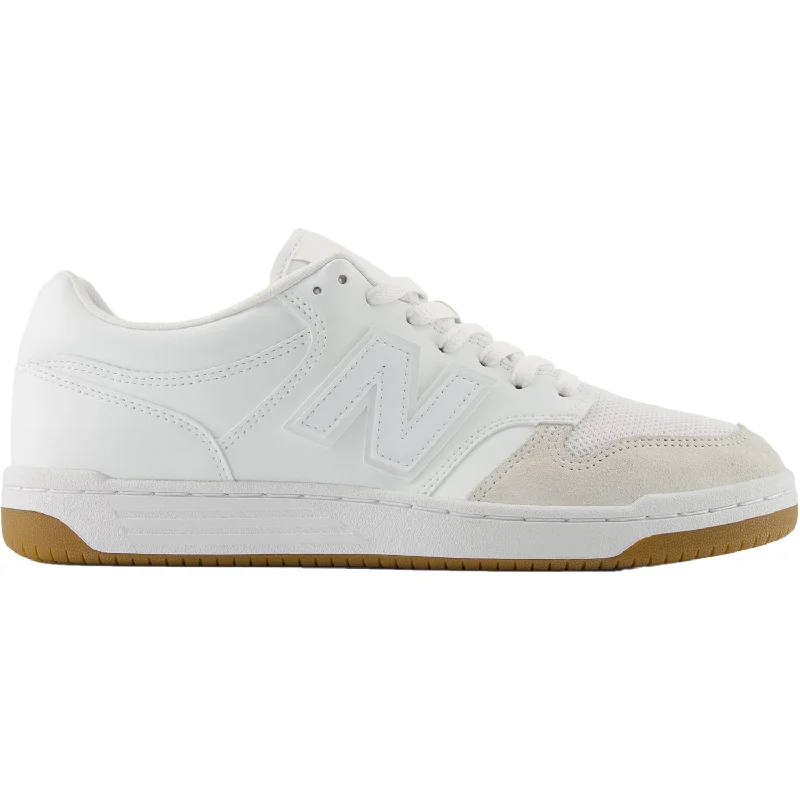 Athletic shoes with odor control-Unisex New Balance 480 BB480LFR White/Reflection Leather