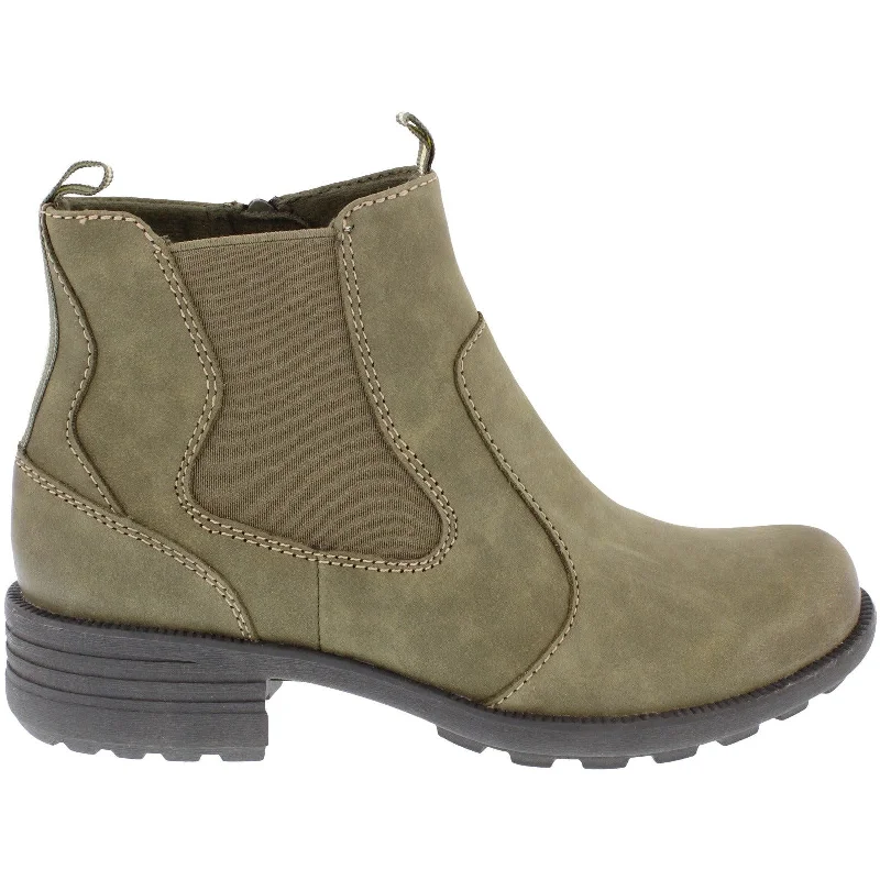 Ankle boots for formal style-Free Spirit 40812 Ascot Ladies Olive Leather Arch Support Side Zip Ankle Boots