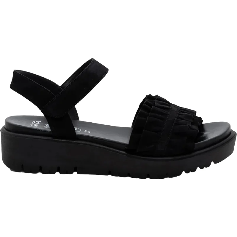 Sandals with traveler styleWomen's Ara Benton Black Kid Suede