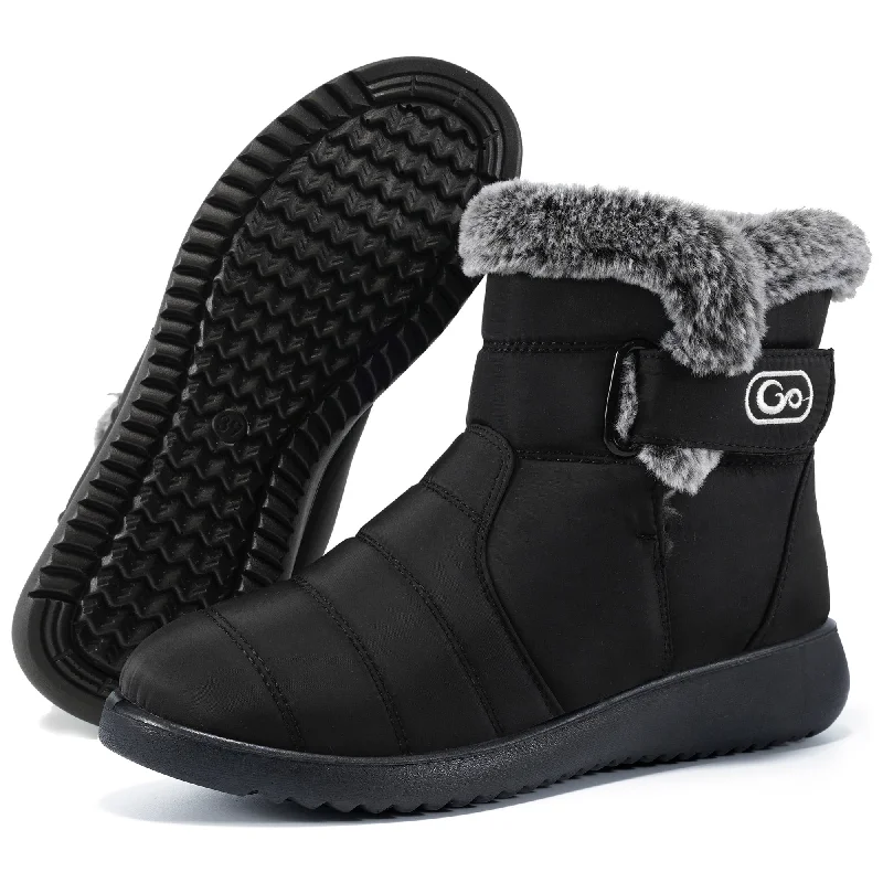 Snow boots for wide feet-HARENC Womens Snow Boots Winter Shoes With Warm Plush Fleece Lined Ankle Booties