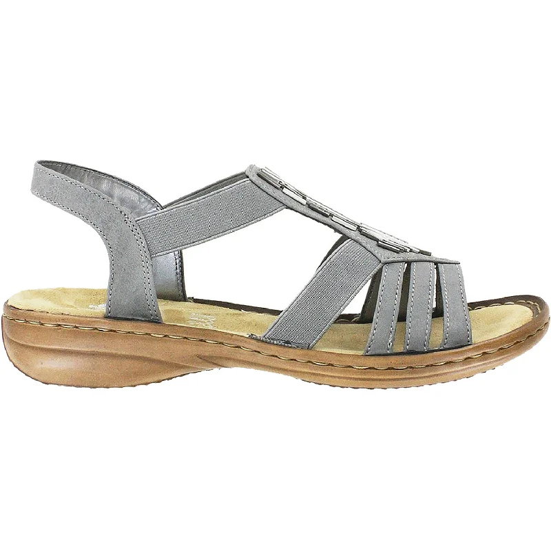 Sandals with slingback styleWomen's Rieker 60800-42 Regina 00 Grey Synthetic