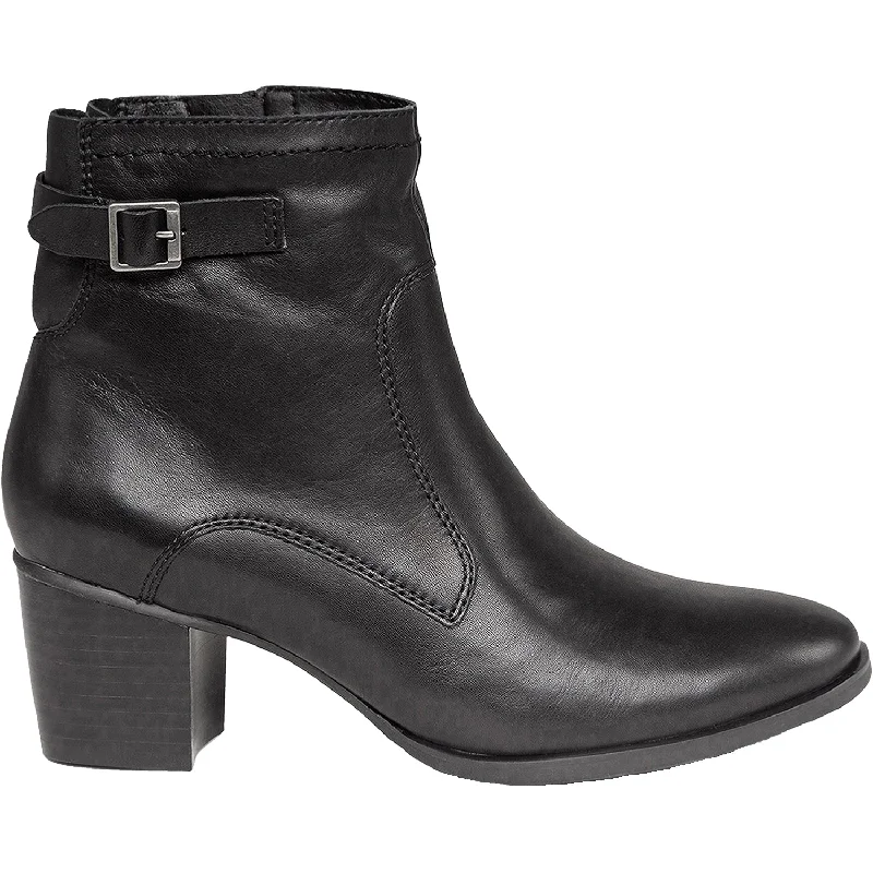 Booties with stylish soles-Women's Aetrex Rubi Black Leather