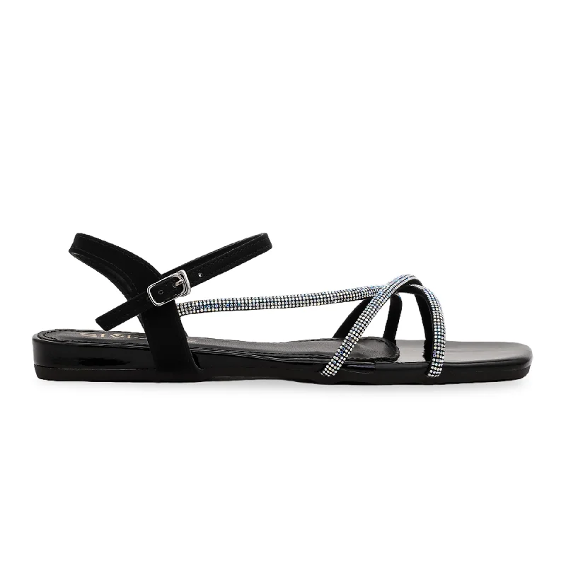 Sandals with breathable materialBlack Fancy Sandal FN5836