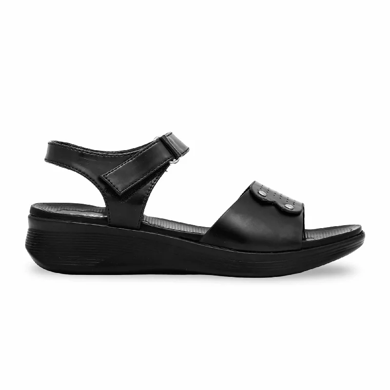 Sandals with rubber soleBlack Formal Sandal PU0206