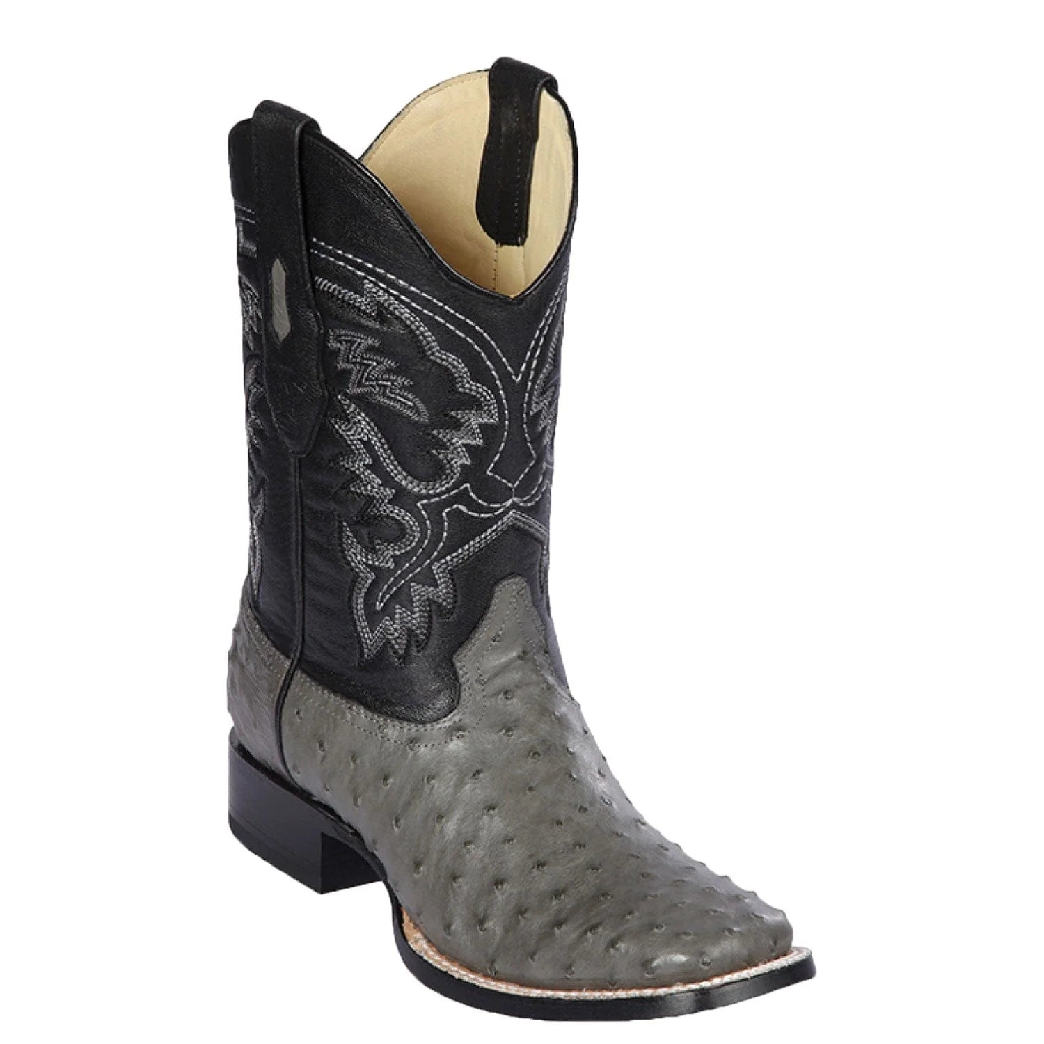 cowboy boots for men with waterproof material for wet conditions-Cowboy boots with wingtip designLos Altos 8220309 Men's Gray Genuine Ostrich Wide Square Toe Cowboy Boots