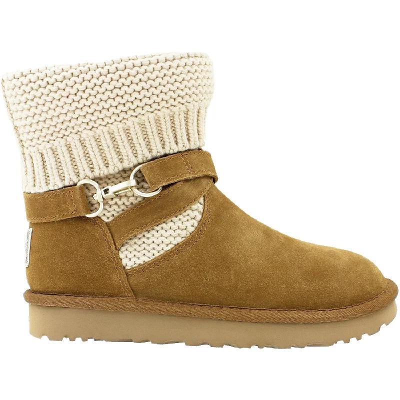 Booties with firm style-Women's UGG Purl Strap Boot Chestnut Suede