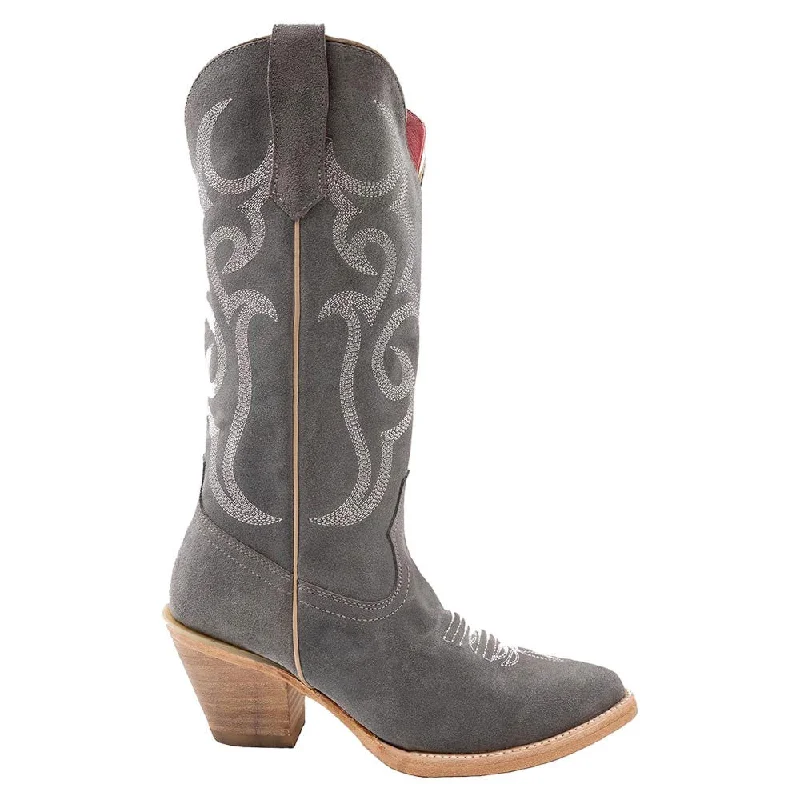 Rain boots for muddy fields-Ferrini Quinn Gray Full Grain Leather Snipped Toe Cowboy Boots