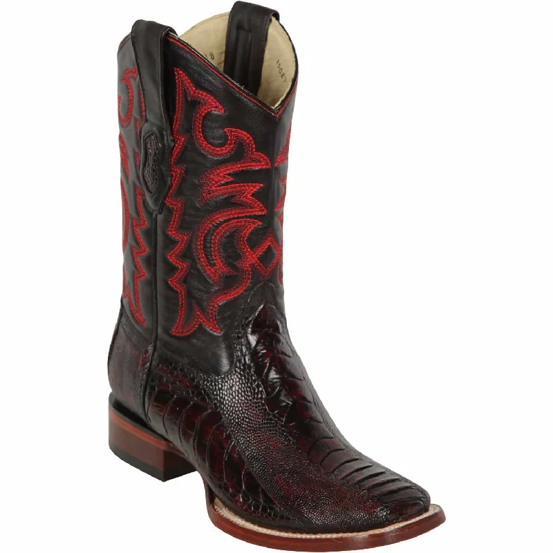 cowboy boots for women with block heel for stability-Cowboy boots for wet conditionsLos Altos 8220518 Men's Black Cherry Genuine Ostrich Leg Wide Square Toe Cowboy Boots