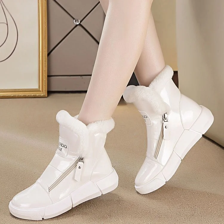 Ankle boots for evening events-OCW Women New Ankle Leather Boots Round Toe Comfortable Winter Shoes