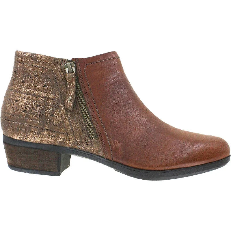 Booties for outdoor heels-Women's Rockport Cobb Hill Oliana Ankle Bootie Brown Leather